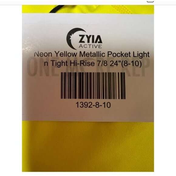 Zyia Active Neon Yellow Metallic Pocket Light N Tight Hi-Rise 7/8 Leggings (6-8 - Picture 3 of 6